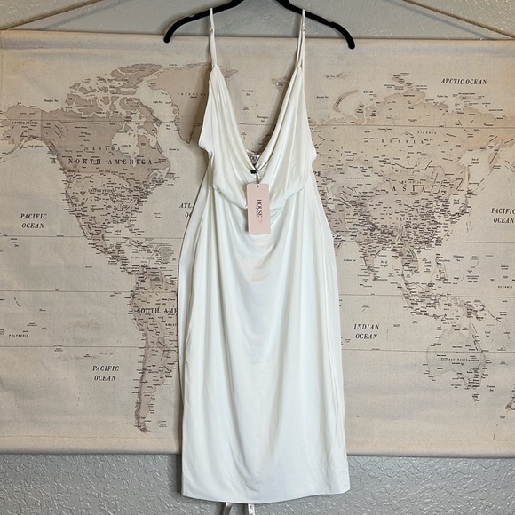 House of CB ‘Samara’ White Cowl Front Draped Jersey Dress NWT - Picture 10 of 11